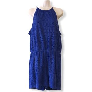 BISOU BISOU ROYAL BLUE LACE GOLD CHAIN ROMPER